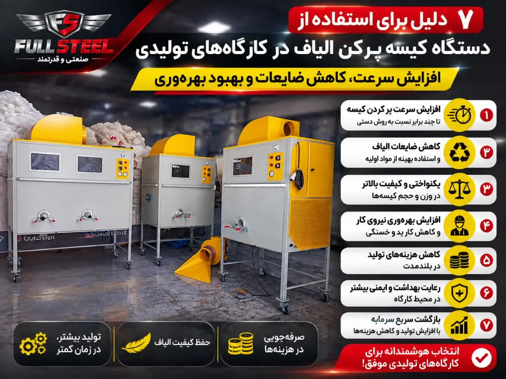 دستگاه کیسه پرکن الیاف